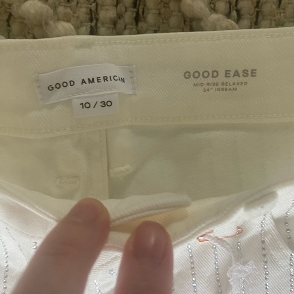 Good American White Rhinestone Good Ease Mid-Rise Relaxed Pants (Size 10/30)
NWT - Picture 6 of 10